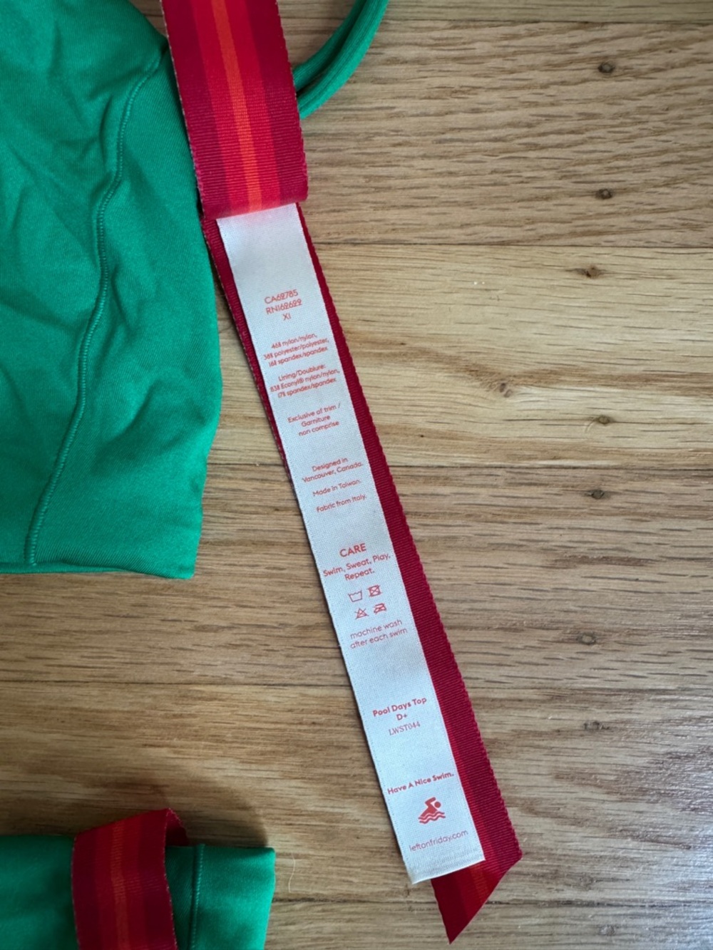 Left On Friday Green Bikini with Pink Accent Tie - Picture 2 of 5